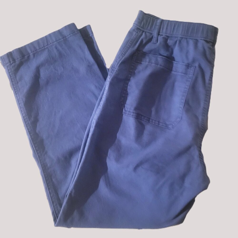 G.H. Bass & Co Women's Chino Cropped High Waist Pant Blue Elastic Back = Size 10 - Picture 8 of 10